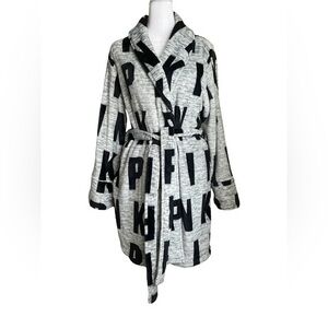 Fluffy Robe by Pink Grey Black Print
